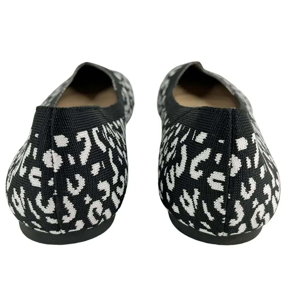 Ataiwee Shoes Leopard Black White 11 Ballet Flats New